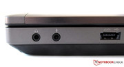 Audio sockets for headphone and microphone. Audio sockets for headphone and microphone.