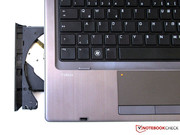 The DVD drive is installed on the HP notebook's left. The DVD drive is installed on the HP notebook's left.