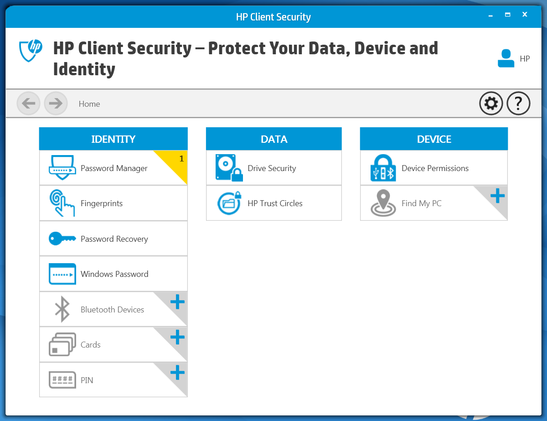 HP Client Security Software, preinstalled on the Folio G1