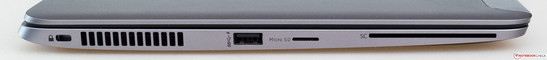 Left: Kensington, vents, USB 3.0, micro-SD, SmartCard