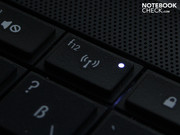 Where Alienware would have a whole array of lights, we just see a glowing spot on the WLAN key