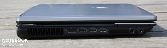 Left: Display port, 3 X USB, ExpressCard54, Audio