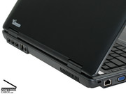 Three of four fast USB-2.0 ports and the 54k-Modem-Port are user-friendly located at the back side...