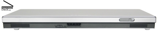 Front Side: Stereo speakers, WLAN switch, indicator LEDs, transport hook Front Side: Stereo speakers, WLAN switch, indicator LEDs, transport hook
