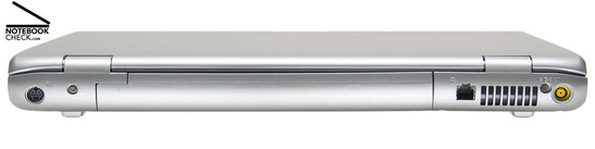 Back Side: S-Video out, battery, modem, vent holes, power connector Back Side: S-Video out, battery, modem, vent holes, power connector