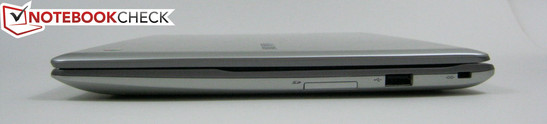 Right: SD card reader, USB 2.0, Kensington Lock