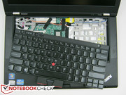 Keyboard removed to expose upper-side of motherboard