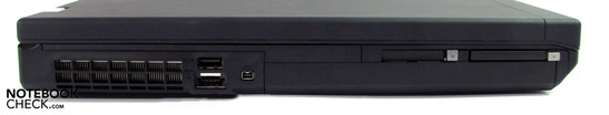 Left: eSata/USB combo, USB 3.0, FW400, ExpressCard/34, Compact Flash Left: eSata/USB combo, USB 3.0, FW400, ExpressCard/34, Compact Flash