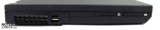 Left: eSata/USB combo, USB 3.0, FW400, ExpressCard/34, Compact Flash
