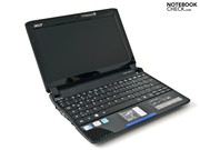 The Acer Aspire One 532 netbook wide open, ...