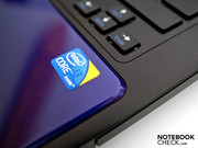 ... a small sticker, making you aware of the Core i3 lurking inside ... a small sticker, making you aware of the Core i3 lurking inside