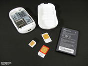 In addition to the standard SIM, a micro SIM with adapter also fits In addition to the standard SIM, a micro SIM with adapter also fits