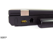 A powered USB 2.0 and even a modem connector are also located at the back.