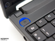 The power button is illuminated in stylish blue. The power button is illuminated in stylish blue.