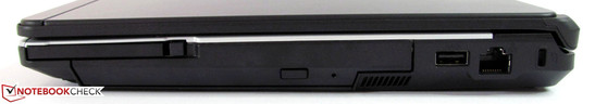 Right side: ExpressCard/54, DVD-Burner, USB 2.0, Gigabit-LAN, Kensington-Lock