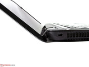 The opening angle is limited and can lead to restrictions due to the screen's low vertical viewing angle stability depending on the application field. The opening angle is limited and can lead to restrictions due to the screen's low vertical viewing angle stability depending on the application field.