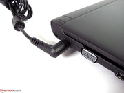 The power cable is angled, which allows it to take less space. This is not always the case with laptops.