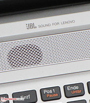 The speakers' are located above the keyboard.