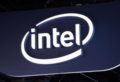 Intel corporate logo in Las Vegas, at CES 2015