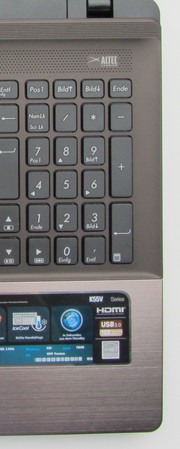 The notebook features a full numeric keypad The notebook features a full numeric keypad
