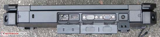 Back side: Gigabit ethernet, USB 2.0, serial port, VGA output, power connection
