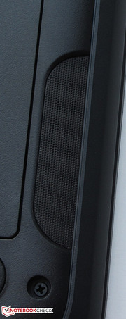 The speakers are on the laptop's underside.