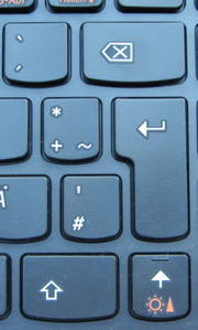 The right "Shift" key and the "Backspace" - and "Enter" key are smaller than usual.