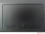 A closeup of the flat and sleek ClickPad.