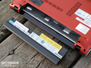 The protruding battery is good for around four hours of operation.