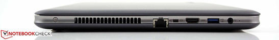 Left side: Recovery button, Ethernet, Mini VGA, HDMI, USB 3.0, audio jack