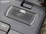 The JBL loudspeakers make a real thud for a laptop.