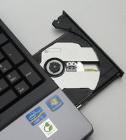 The DVD drive reads and writes any type of DVD or CD.