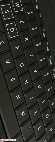 Beveled keyboard layout with 256 color scheme backlight