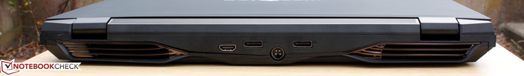 Rear: HDMI 2.0, 2x DisplayPort 1.2, Power adapter