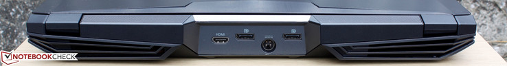 Rear: HDMI 2.0, 2x DisplayPort 1.2, AC adapter