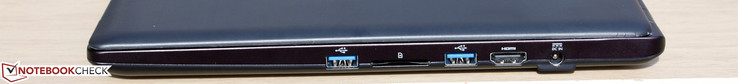Right: 2x USB 3.0, SD reader, HDMI 2.0, AC adapter