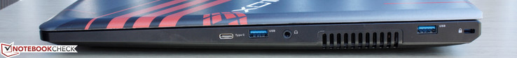 Right: USB 3.1 Type-C Gen. 2, 2x USB 3.0, 3.5 mm combo audio, Kensington Lock