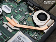 The cooling system consists of a single heatpipe leading to the CPU.