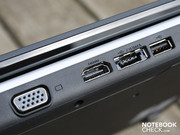 The bulky VGA, HDMI, and eSATA cables, as well as the USB are located at the rear.