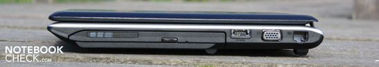 Right: DVD multi-burner, eSATA/USB combo, VGA, Ethernet Right: DVD multi-burner, eSATA/USB combo, VGA, Ethernet