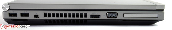 Left side: 2x USB 2.0, Firewire 400, USB/eSata, VGA, ExpressCard/54, Smart Card Reader