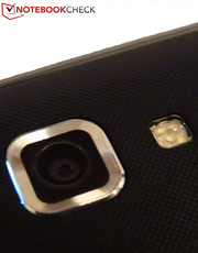 below that, the 8MP main camera with flash.