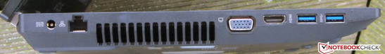 Left side: power-in, Gigabit-Ethernet, VGA, HDMI, 2x USB 3.0.