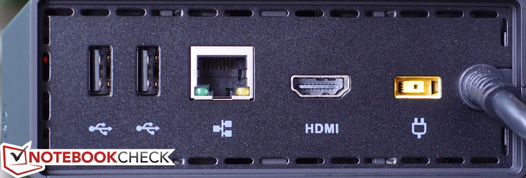 Rear: 2x USB 2.0, Gigabit Ethernet, HDMI, Charging port