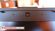 The webcam and integrated stereo mics The webcam and integrated stereo mics