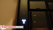 The indicator lights near the keyboard The indicator lights near the keyboard