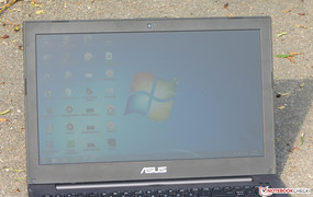 The Asus PU500CA used outdoors.
