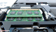Two RAM slots can be accessed from the bottom, two are located under the keyboard