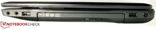 Right side: Audio, 2x USB 2.0, Blu-ray, AC jack