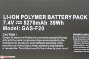 The battery has a capacity of 39 Wh.